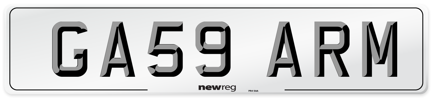 GA59 ARM Number Plate from New Reg